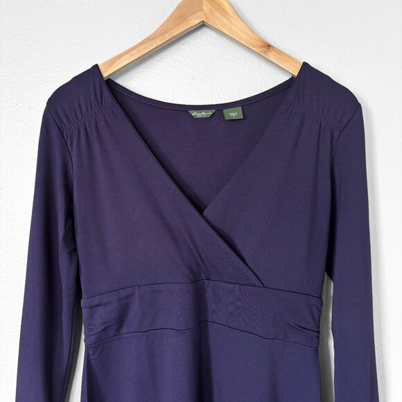 Eddie Bauer Faux Wrap Long Sleeve Purple Dress Womens Small Travel Comfycore - Picture 2 of 12